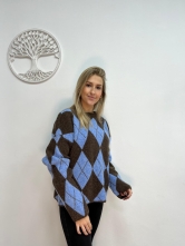Jersey de punto Rombos Azul y Marrón