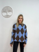 Jersey de punto Rombos Azul y Marrón