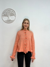 Chaqueta de Punto Naranja con Botones y Volante