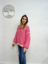 Jersey Rosa de Punto Jacquard