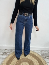 Pantalón Vaquero Ancho de Tiro Alto + Cinturon