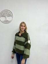 ✨ Jersey de Punto con Rayas Anchas y Cuello Abierto ✨