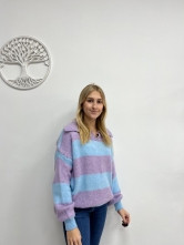 ✨ Jersey de Punto con Rayas Anchas y Cuello Abierto ✨