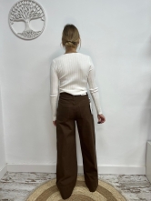 Pantalón Wide Leg de vestir en color marrón chocolate