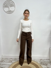 Pantalón Wide Leg de vestir en color marrón chocolate