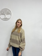 Jersey de Punto Estampado de Rayas Beige