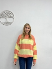 Jersey de Punto Estampado de Rayas Naranja