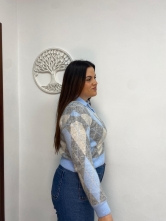 Jersey de Punto Suave Estampado Rombos