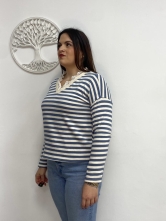 Jersey Rayas Cuello con Encaje
