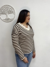 Jersey Rayas Cuello Encaje