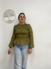 Blusa Rayas Detalle Fruncido