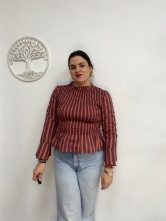 Blusa Rayas Detalle Fruncido