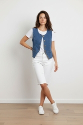 Chaleco Vaquero Entallado con Botones Metálicos