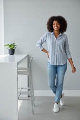 Camisa de Rayas Casual-chic Rosa