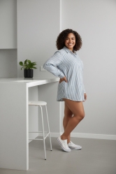 Camisa de Rayas Casual-chic Rosa