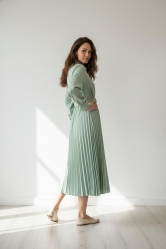 Vestido Midi Plisado-Verde Menta Suave