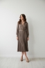 Vestido Midi Plisado-Marrón