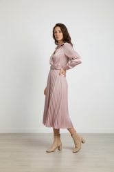 Vestido Midi Plisado- Rosa