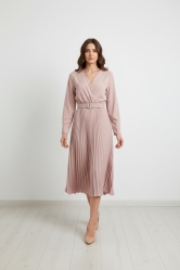 Vestido Midi Plisado- Rosa