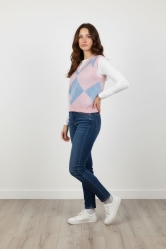✨Chaleco de Punto con Diseño Geométrico Rosa
