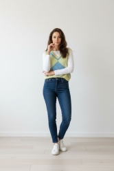 ✨Chaleco de Punto con Diseño Geométrico Amarillo