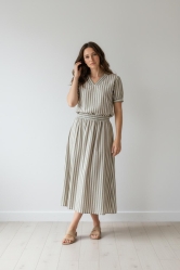 ✨ Conjunto de Blusa y Falda Midi Rayas verde