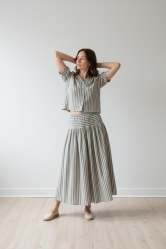 ✨ Conjunto de Blusa y Falda Midi Rayas verde