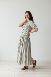 ✨ Conjunto de Blusa y Falda Midi Rayas verde