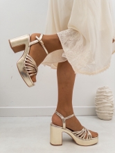 ✨ Sandalia de Tacón Metalizada con Plataforma ✨