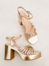 ✨ Sandalia de Tacón Metalizada con Plataforma ✨