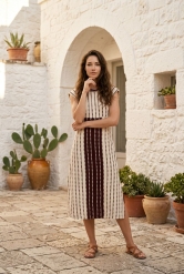 Vestido midi de inspiración mediterránea Estampado Negro