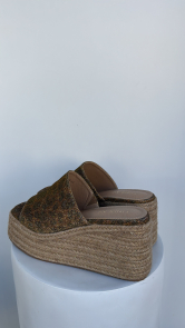 Sandalia Plataforma Glitter Marrón