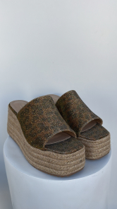 Sandalia Plataforma Glitter Marrón