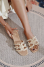 Sandalia plana perlas beige